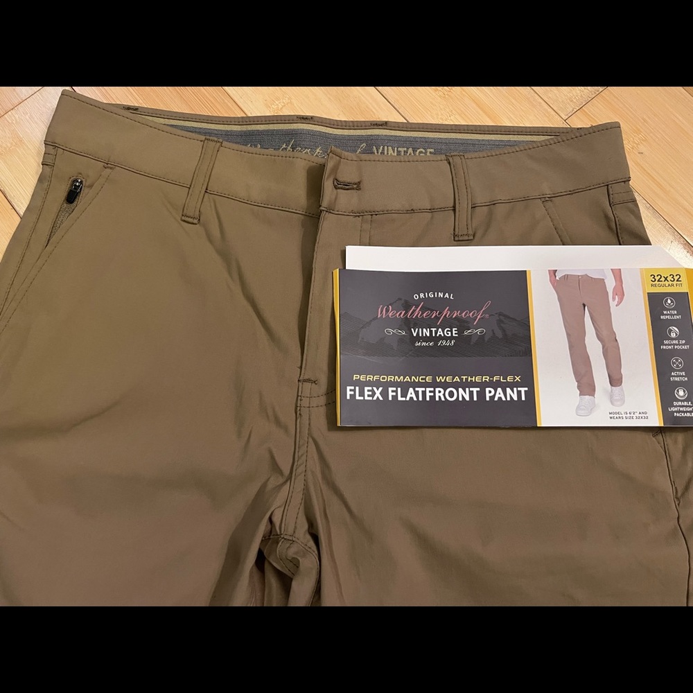 Weatherproof Vintage Flex Flatfront Khaki Pant (32x32)